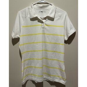 Nike Women’s Golf Dri Fit Polo Size Medium‎ - White/Yellow Striped